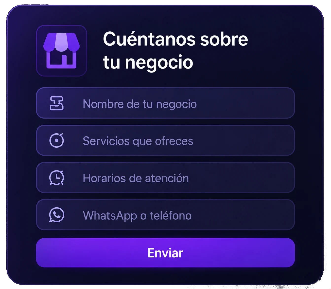 Formulario con datos de tu negocio