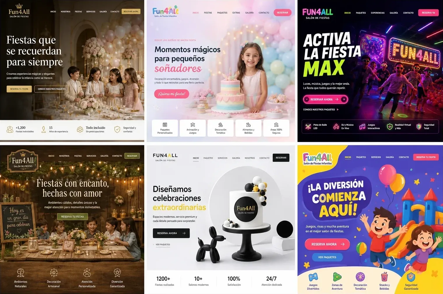 Varios diseños de página web para elegir